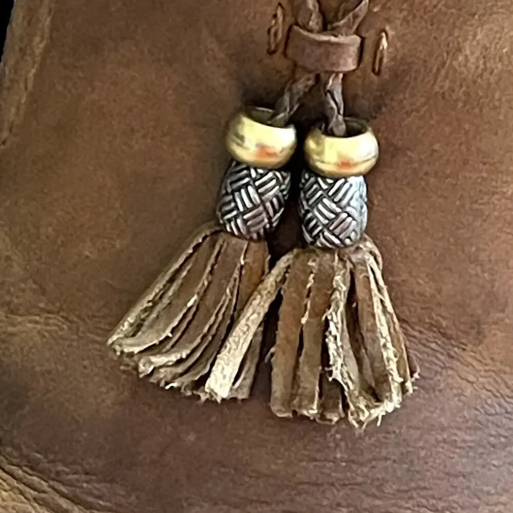 Ariat Mendocino Womens Tassel Brown‎ Leather Clogs Size 8B